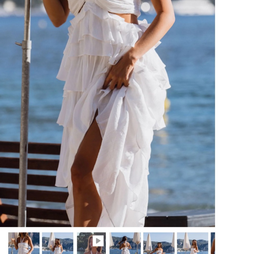 12th Tribe Chateau White Ruffle Maxi Dress